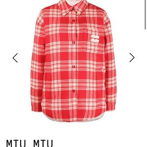 Miu Miu Checkered Shirt Jacket - TAN